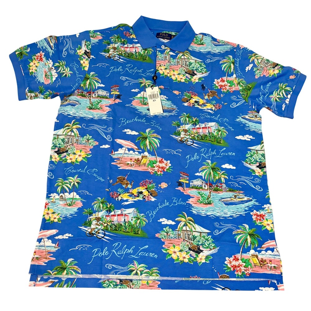 Polo Ralph Lauren Polo Shirt Mens XLT Blue Polo Bear Beachside Preppy Bliss